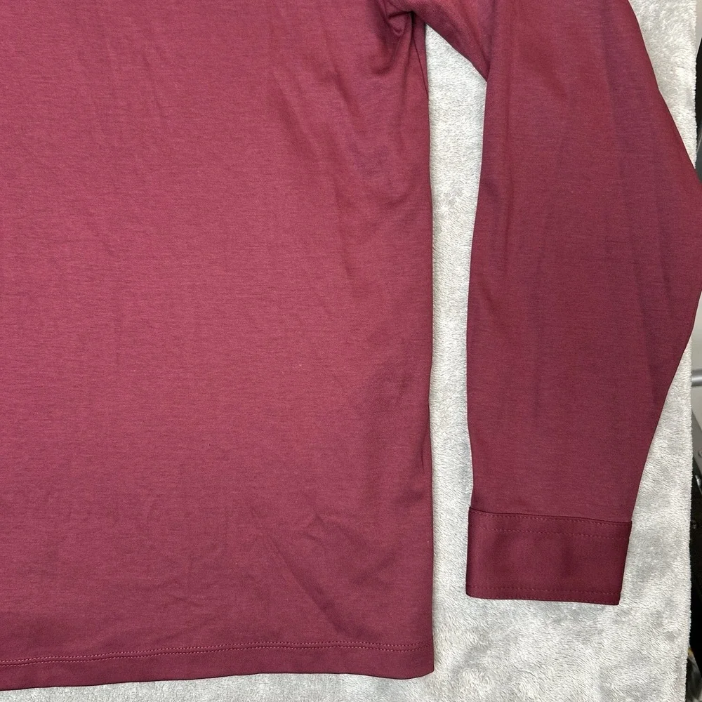 Charles Tyrwhitt Mens Medium Long Sleeves Polo Wine Red Shirt 100% Cotton Shirt - Picture 12 of 16